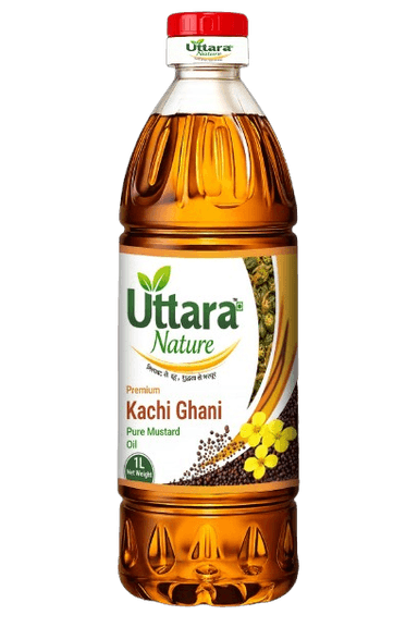 Uttara Nature 1L Kachi Ghani Mustard Oil Bottle